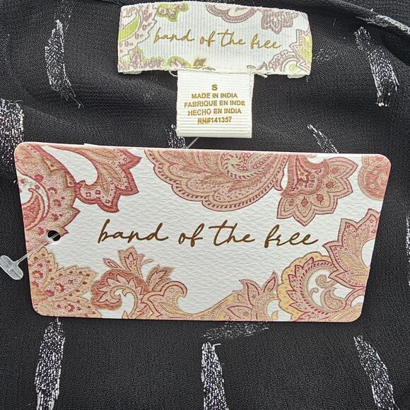 Band Of The Free Womans size S Evette Black Shimmer Mini Dress Bell Sleeves NEW - Picture 6 of 8